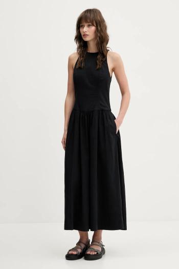 Šaty Abercrombie & Fitch čierna farba, midi, áčkový strih, KI159-5488