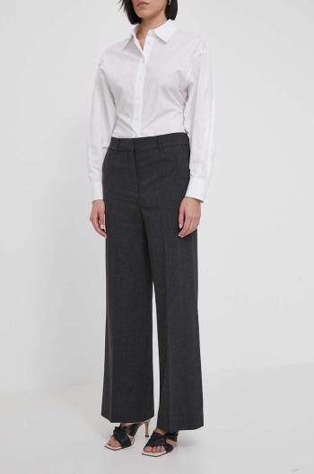 Nohavice Dkny dámske, šedá farba, široké, vysoký pás, D2A4K701