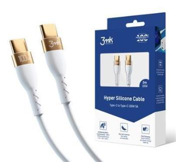 3mk dátový kábel - Hyper Silicone Cable C to C 2m 100W, biela