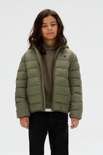 Páperová bunda Calvin Klein Jeans zelená farba, IB0IB02174
