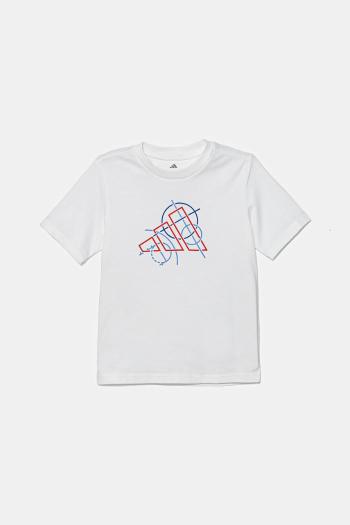 Detské bavlnené tričko adidas biela farba, s potlačou, JV5100
