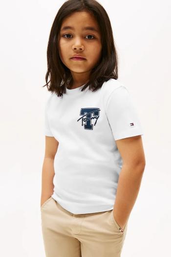 Detské bavlnené tričko Tommy Hilfiger biela farba, s potlačou, KB0KB09868
