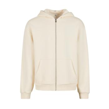 Build Your Brand Hebká pánska mikina na zips Fluffy - Svetlo piesková | XL