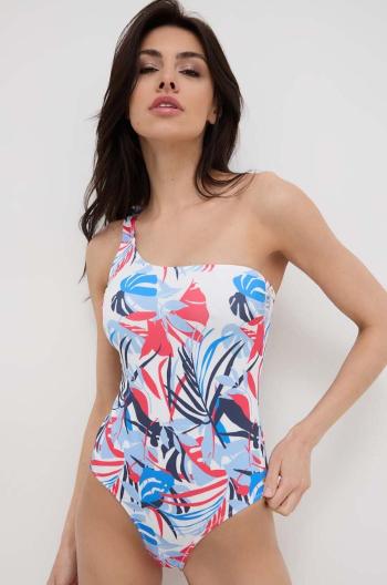 Jednodielne plavky Pepe Jeans LEAF ASY SWIMSUIT červená farba, mäkké košíky, PLB10496