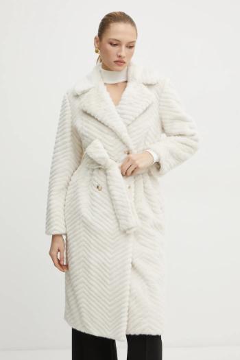 Kabát Marciano Guess CLAIRE dámsky, béžová farba, prechodný, dvojradový, 4BGL33 7206A