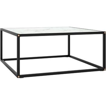 SHUMEE Konferenčný stolík čierny s bielym mramorovým sklom 80 × 80 × 35 cm, 322877