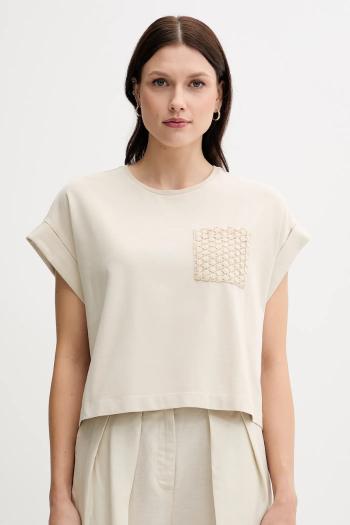 Tričko United Colors of Benetton dámske, béžová farba, 3IFVD10AF