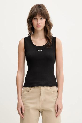 Bavlnený top Tommy Jeans čierna farba, DW0DW21369