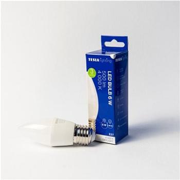 Tesla – LED žiarovka sviečka E27, 6 W, 230 V, 500 lm, 25 000 h, 4 000 K denná biela, 220st (CL270640-1)