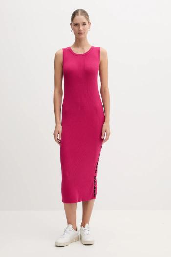 Šaty Dkny ružová farba, midi, priliehavé, DJ5R0752