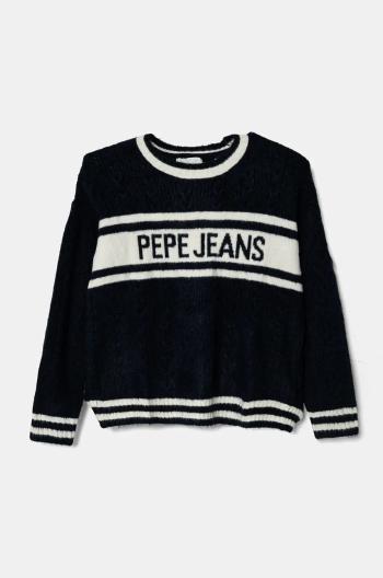 Detský sveter s prímesou vlny Pepe Jeans WRENLEY tmavomodrá farba, PG701103
