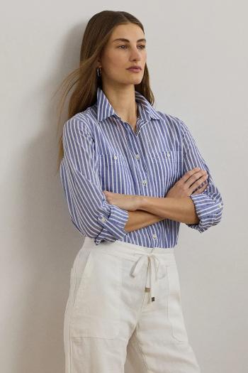 Bavlnená košeľa Lauren Ralph Lauren voľný strih, s klasickým golierom, 200970150