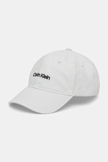 Bavlnená šiltovka Calvin Klein biela farba, s nášivkou, LV04D5003G