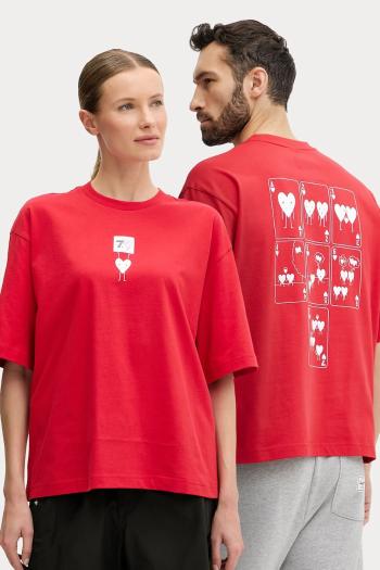 Bavlnené tričko EA7 Emporio Armani červená farba, s potlačou, AF13243.7X000038