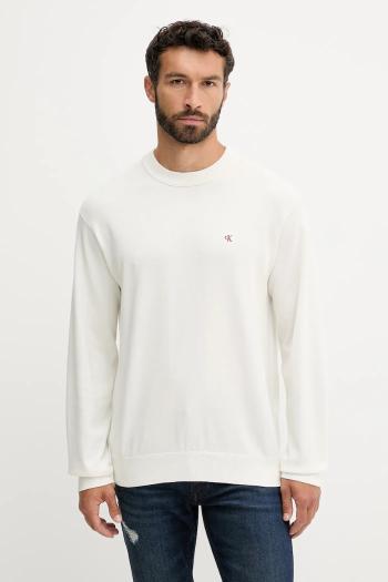 Bavlnený sveter Calvin Klein Jeans béžová farba, ľahký, LV04RC309G