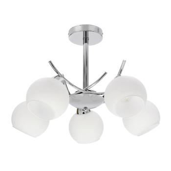 Závesná lampa AMOS Chróm 5x40W E27 biele tienidlo