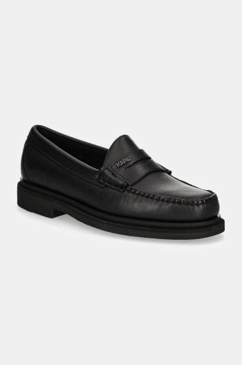 Kožené mokasíny Karl Lagerfeld STEP pánske, čierna farba, KL12530S