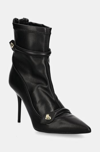 Členkové topánky Love Moschino dámske, čierna farba, na vysokom podpätku, JA21099G0LIEZ000