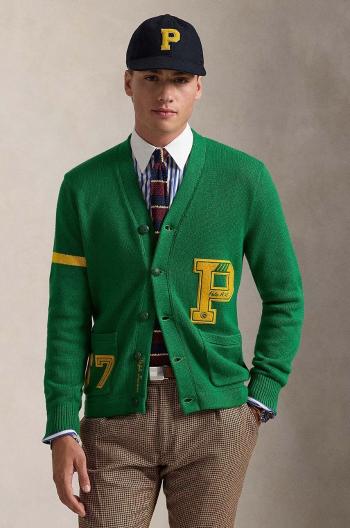 Bavlnený kardigán Polo Ralph Lauren Longsleeve zelená farba, 710949299