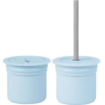 Minikoioi Sip+Snack Set jedálenská sada pre deti Mineral Blue / Powder Grey 1 ks