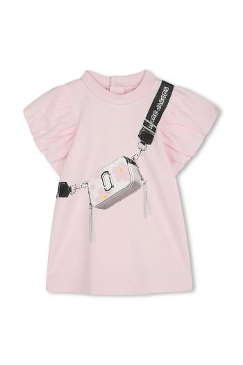 Detské bavlnené šaty Marc Jacobs ružová farba, mini, áčkový strih, W60507