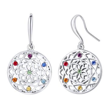 CRYSTalp Štýlové náušnice s kryštálmi Chakra Flower 40191.MLT.R
