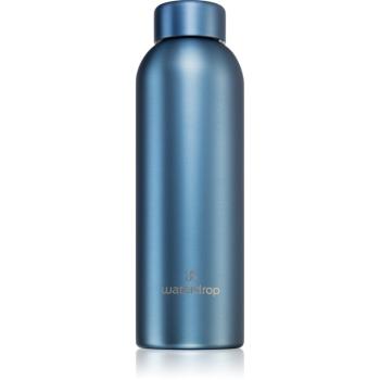 Waterdrop Thermo Steel Metal fľaša na vodu z nehrdzavejúcej ocele farba Blue Brushed 600 ml