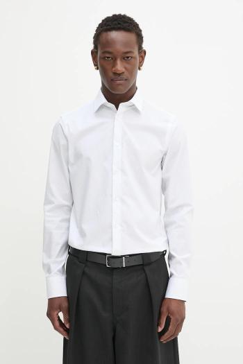 Košeľa Calvin Klein biela farba, slim, s talianskym golierom, LV019EU029