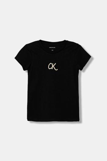 Detské bavlnené tričko Calvin Klein Jeans čierna farba, IG0IG02972