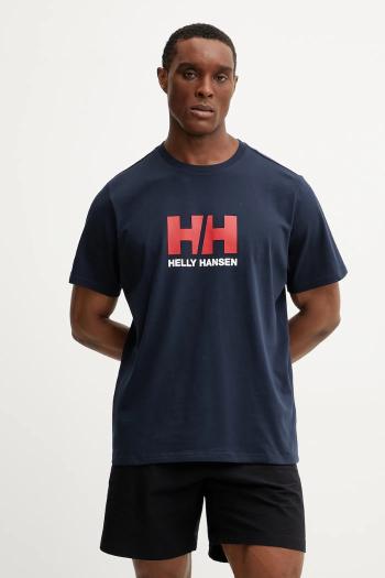 Bavlnené tričko Helly Hansen HH LOGO pánske, tmavomodrá farba, s potlačou, 54596