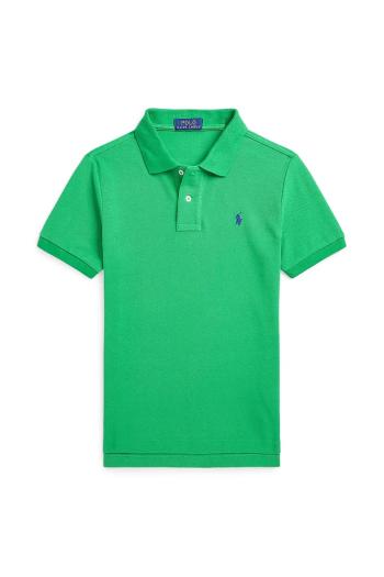 Detská bavlnená polokošeľa Polo Ralph Lauren zelená farba, jednofarebný, 323708857182