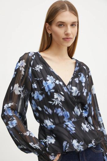 Blúzka Guess dámska, čierna farba, vzorovaná, W5RH19 WGWV2