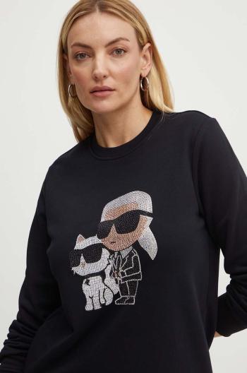 Mikina Karl Lagerfeld dámska, čierna farba, s nášivkou, 245W1812