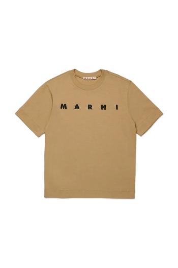 Bavlnené tričko Marni MT135U T-SHIRT béžová farba, s potlačou, M002MV