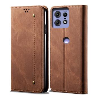 DENIM Peňaženkový kryt pre Motorola Edge 50 Pro hnedý