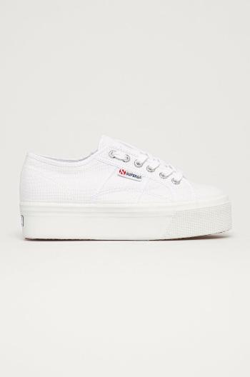Tenisky Superga 2790 PLATFORM dámske, biela farba, S9111LW