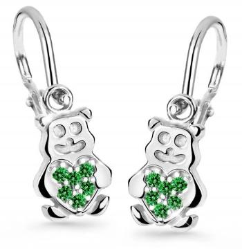Cutie Jewellery Detské náušnice z bieleho zlata Medvedíky C2751-10-X-2 zelená