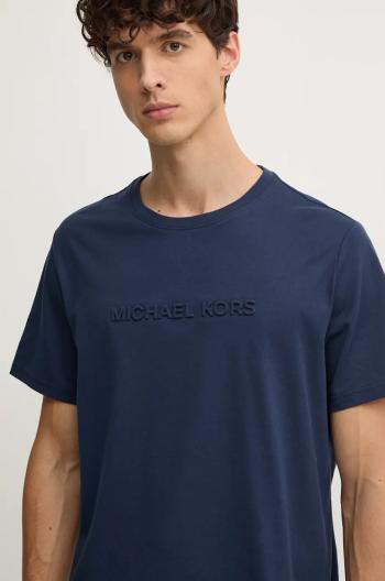 Bavlnené tričko Michael Kors pánske, tmavomodrá farba, s nášivkou, CF4529H1V2