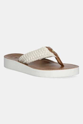 Šľapky Barbour Kelburn béžová farba, na plochom podpätku, LBS0019WH12