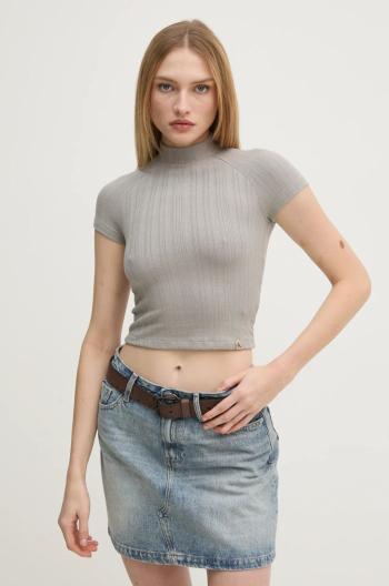 Tričko Calvin Klein Jeans dámske, šedá farba, s polorolákom, J20J225017