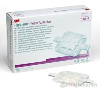 3M TEGADERM Foam Adhesive penové krytie na rany, adhezívne, štvorec 8,8cmx8,8cm,10ks