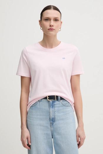 Bavlnené tričko Tommy Hilfiger dámske, ružová farba, WW0WW45522