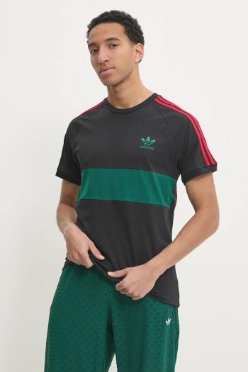 Bavlnené tričko adidas Originals 3S PANEL TEE pánske, čierna farba, vzorované, JP1272