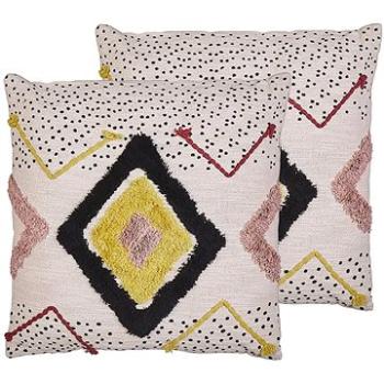 BELIANI, Sada 2 bavlnených vankúšov s geometrickým vzorom 45 x 45 cm viacfarebná SOLANUM, 303387 (beliani_303387)