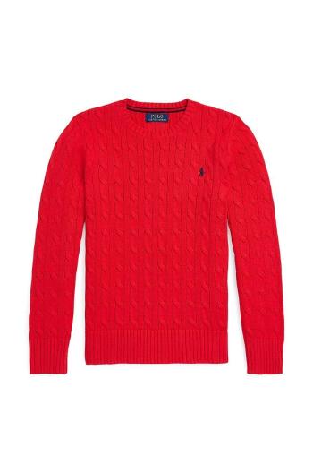 Detský bavlnený sveter Polo Ralph Lauren červená farba, tenký
