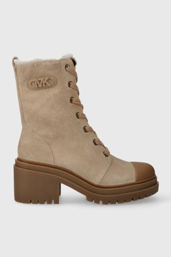 Semišové topánky MICHAEL Kors Hanley dámske, béžová farba, na podpätku, jemne zateplené, 40F3HYME5S