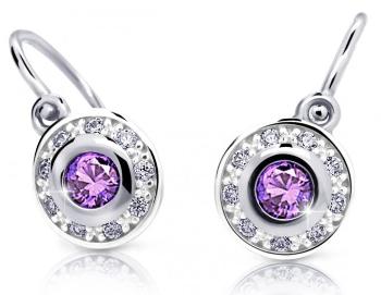 Cutie Jewellery Trblietavé detské náušnice z bieleho zlata C2400-10-X-2 fialová
