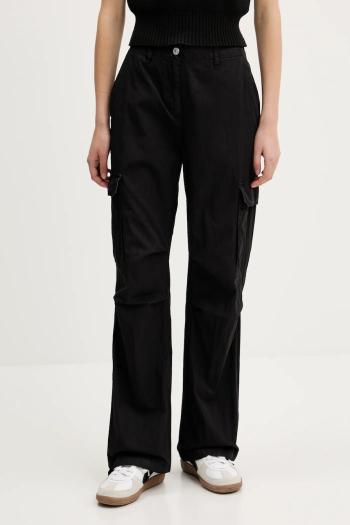 Nohavice Tommy Jeans čierna farba, široké, vysoký pás, DW0DW20350
