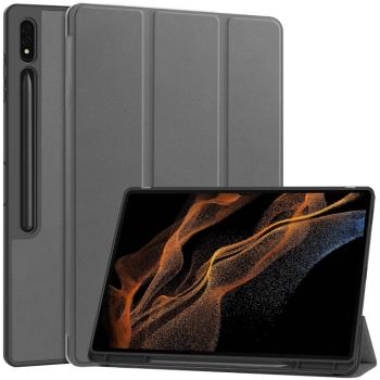 LEATHER Zaklápací obal pre Samsung Galaxy Tab S9 Ultra / Tab S10 Ultra šedý