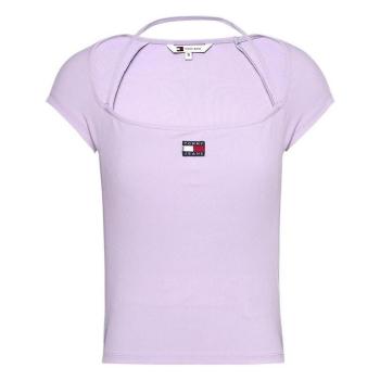 Tommy Hilfiger  SLIM RIB BADGE DW0DW17896  Tričká s krátkym rukávom Fialová